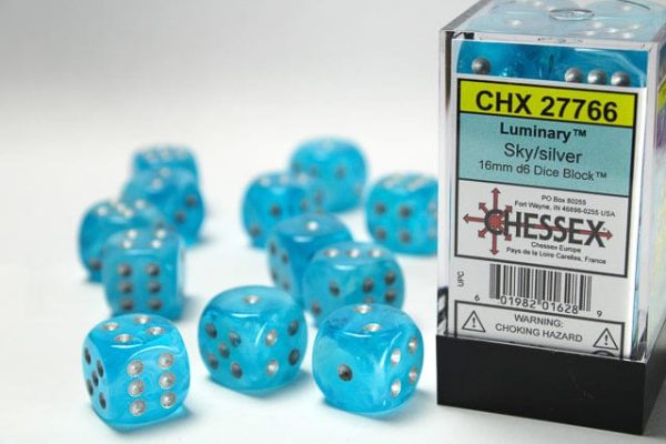 CHX27766 - Chessex 16mm Set of 12 D6 Luminary Sky Silver For Discount