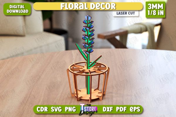 Wooden Flower with Stand | Eternal Flower Laser Cut | Lupine | Gift Idea | CNC File For Discount