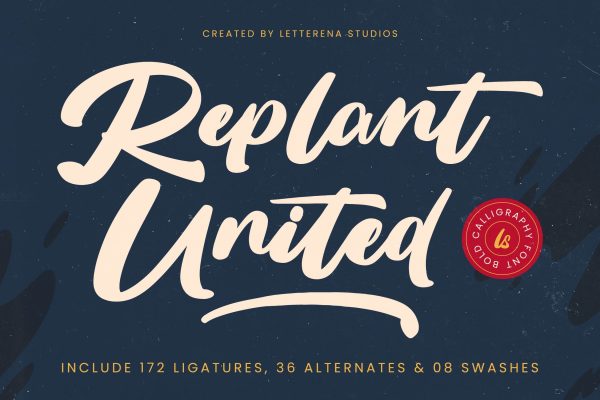 Replant United - Bold Calligraphy Font on Sale