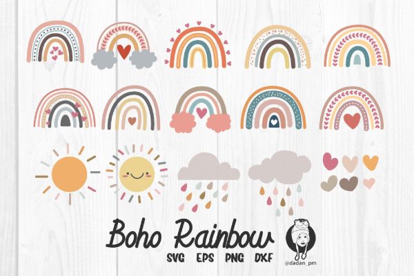 Boho Rainbow hand drawn svg Online