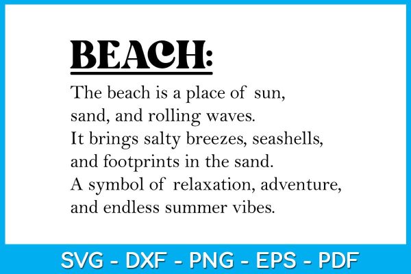 Beach Words SVG PNG PDF Cut File For Sale