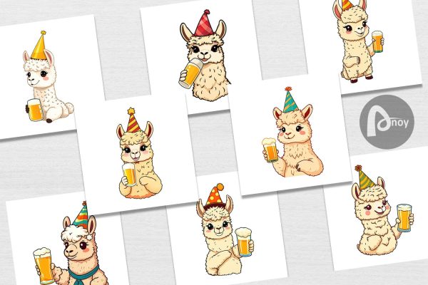 Digital Paper Alpaca Beer Day Online Sale - Image 2
