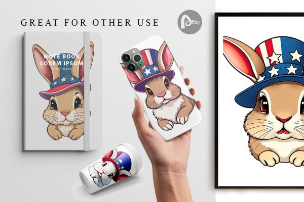 Digital Paper Rabbit Patriotic Online - Image 3