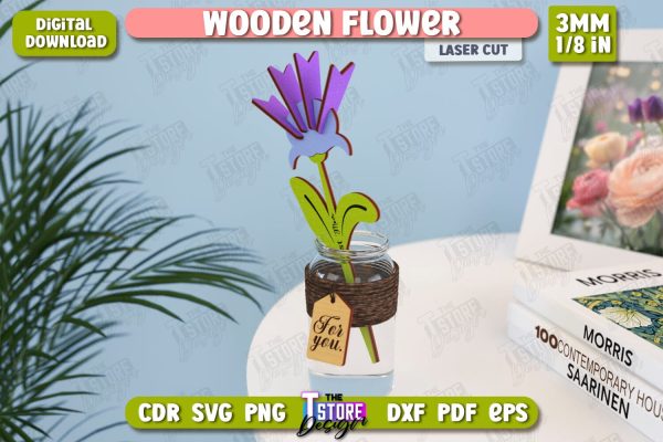 Wooden Flower Laser Cut | Eternal Flower Laser Cut | Gift Idea | CNC File For Sale