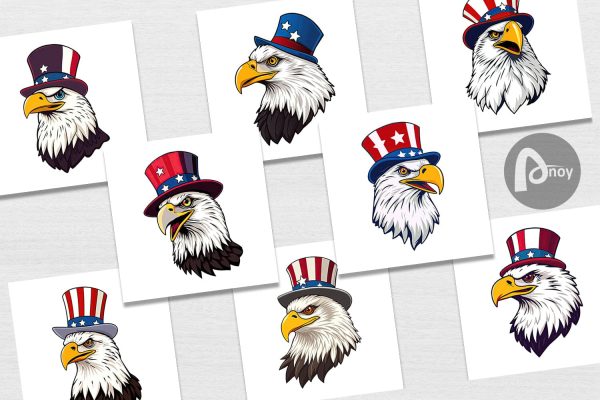 Digital Paper Bald Eagle Patriotic For Cheap - Image 2