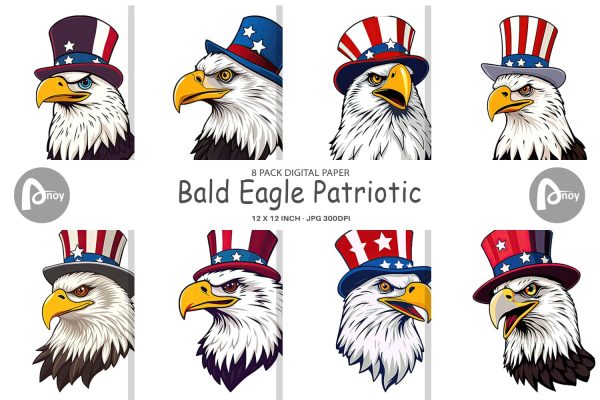 Digital Paper Bald Eagle Patriotic For Cheap