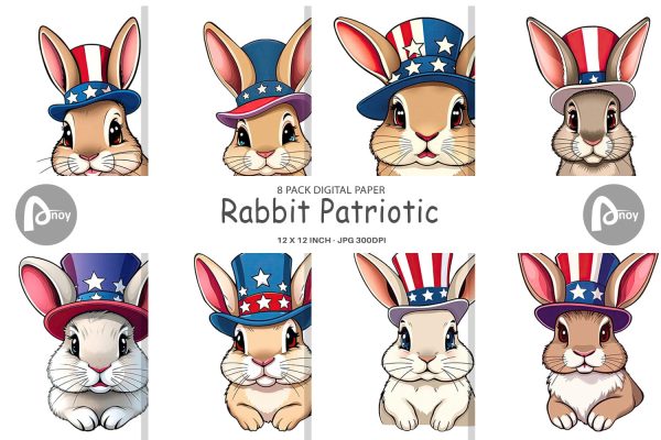 Digital Paper Rabbit Patriotic Online