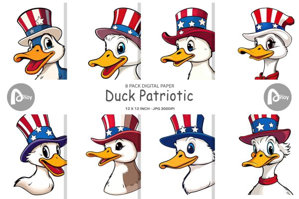 Digital Paper Duck Patriotic For Sale