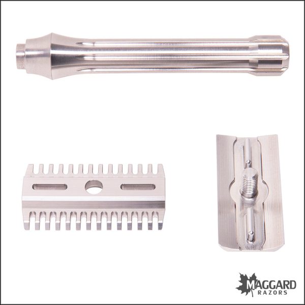 Blackland Razors Blackbird Stainless Steel Open Comb DE Safety Razor with 85mm Handle, Machined Finish For Sale - Image 3