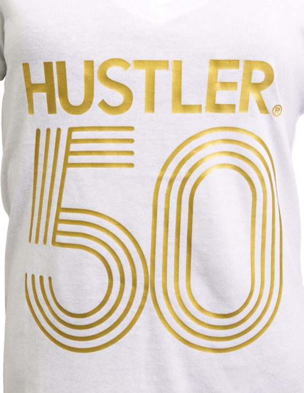 HUSTLER 50th Anniversary V Neck Tee For Discount - Image 3