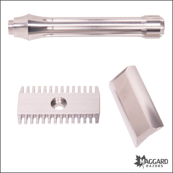 Blackland Razors Blackbird Stainless Steel Open Comb DE Safety Razor with 85mm Handle, Machined Finish For Sale - Image 4