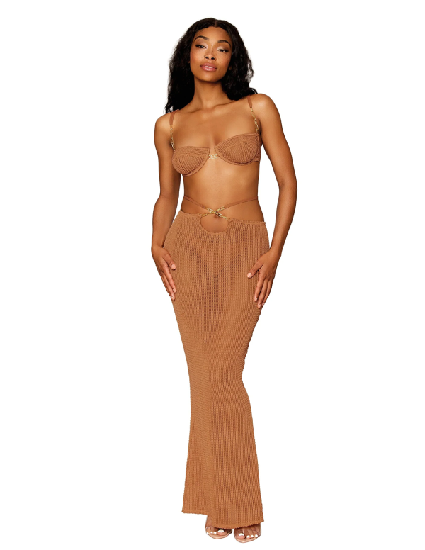 Dreamgirl Rib Knit Bra & Slip Skirt Set For Sale