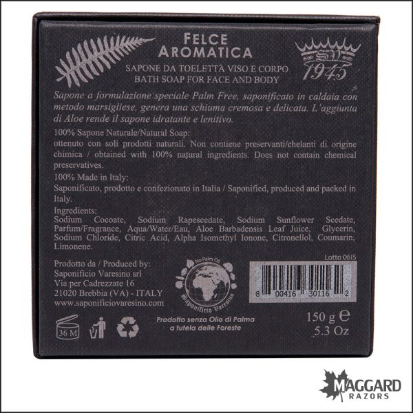 Saponificio Varesino Felce Aromatica Bath Soap, 150g Online now - Image 2