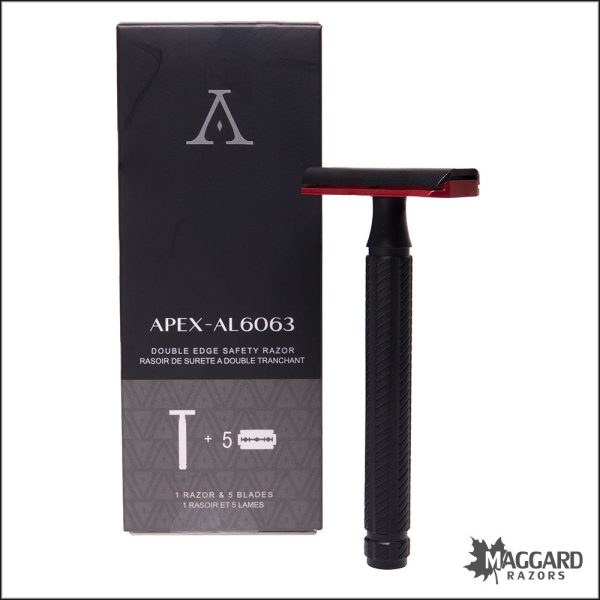 Aylsworth Razors The APEX AL-6063 Machined Aluminum Closed Comb DE Safety Razor, Black and Red Online Hot Sale